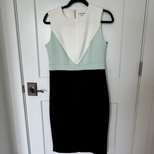 Calvin Klein Colorblock Dress - Black, White, and Mint